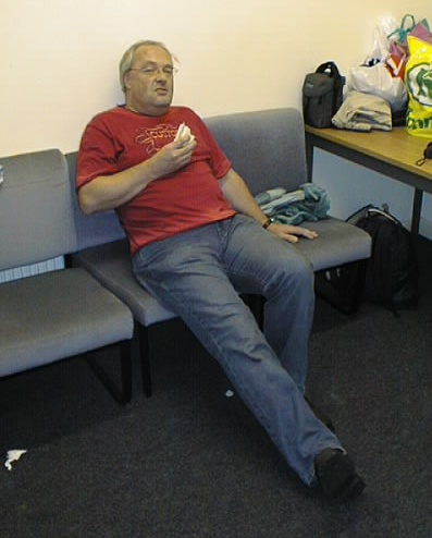 David relaxes backstage